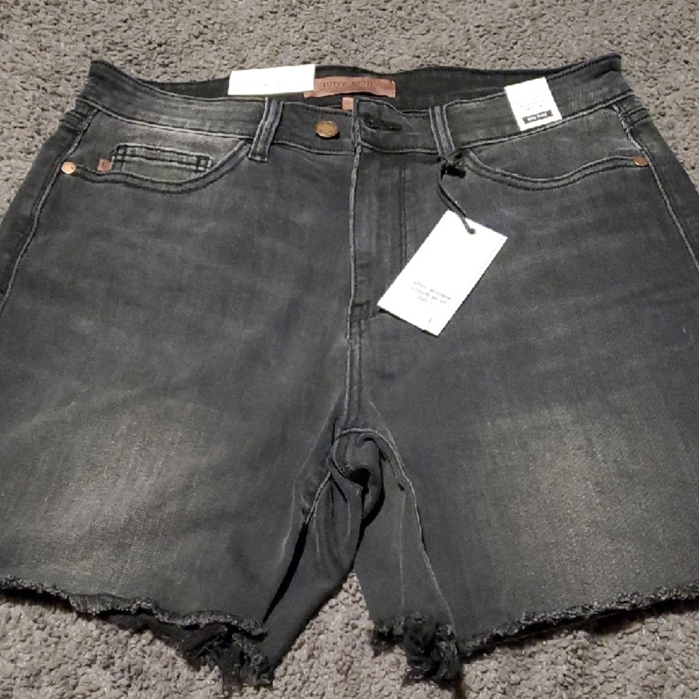 Judy Blue Charcoal Denim Mid Rise Jean Shorts